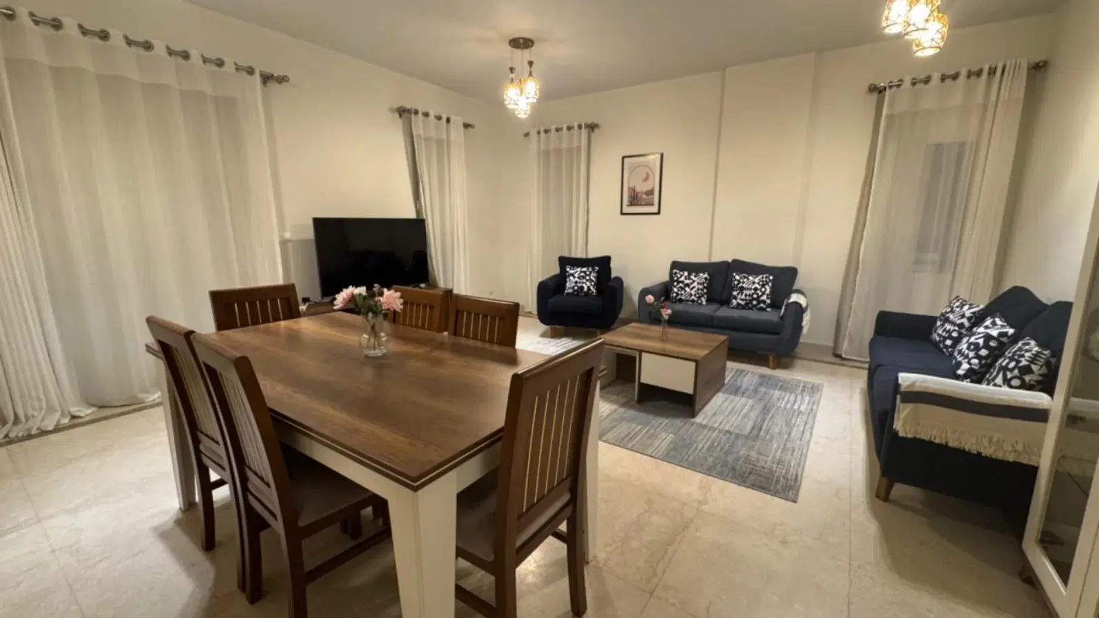 Furnished apartment for rent in Mivida Boulevard by Emaar with central AC
