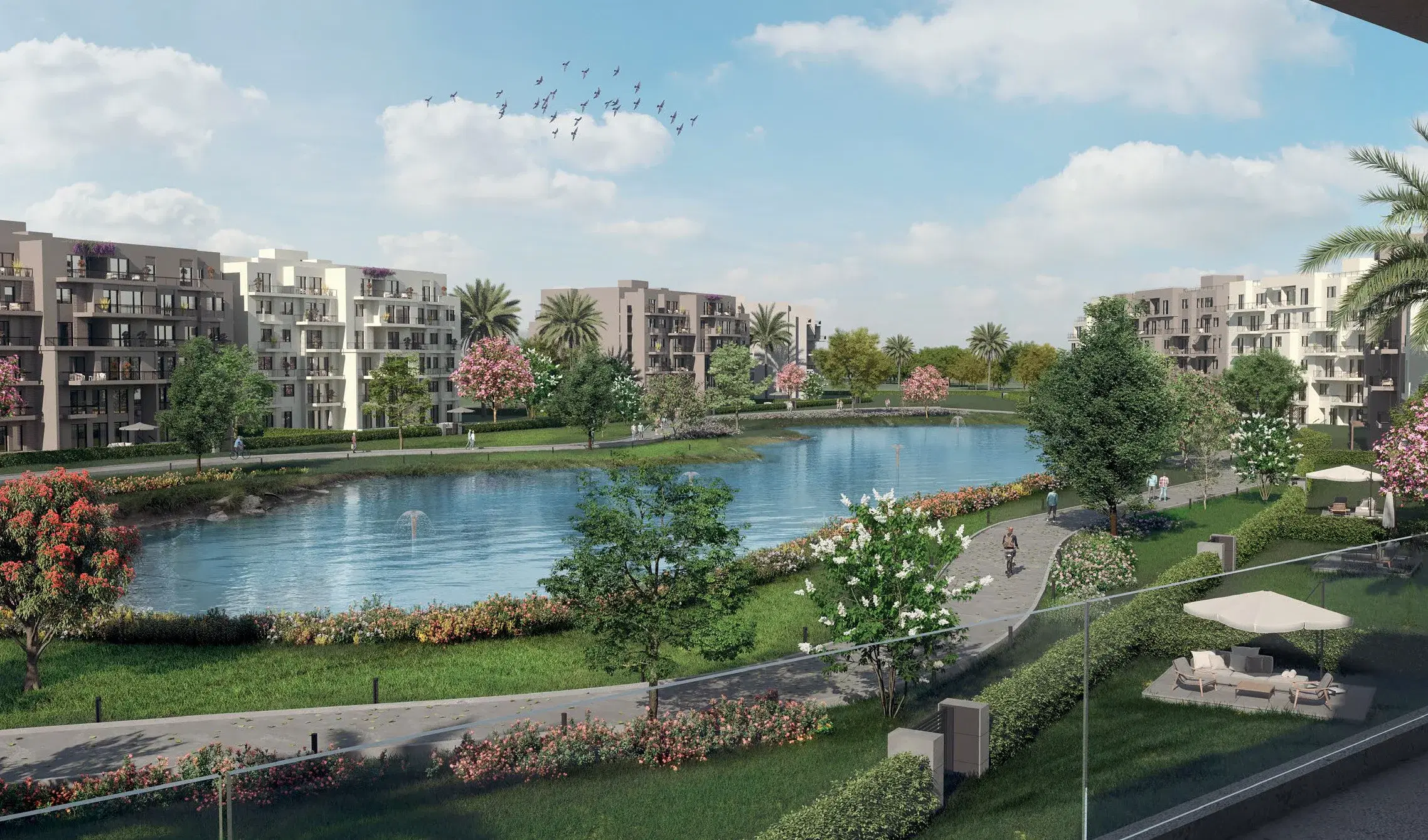 1-Bedroom Ground-Floor Apartment with 35 m² Private Garden — October Gardens, O West (Orascom Development)