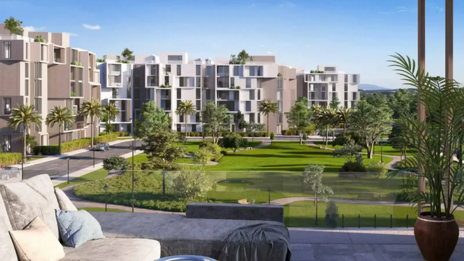 Lowest price for rent a furnished apartment in Garden with kitchen and AC on the best view in sodic