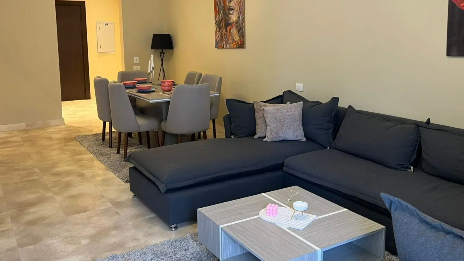Lowest rent for a furnished apartment with kitchen and AC, 3 rooms, open view in Sodic Villette